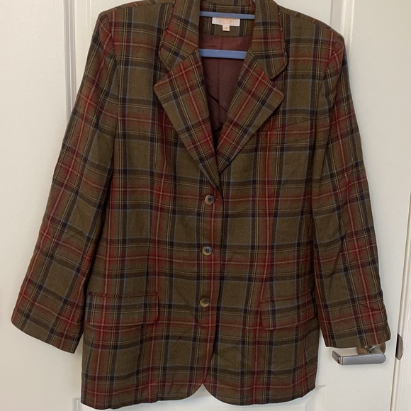 Brooks Brothers Plaid Blazer Size 16 Worsted Wool - Picture 7 of 16